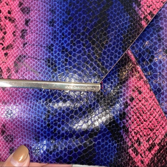 BCBGMaxArzia Pink Purple Snakeskin Leather Envelope Clutch - Picture 2 of 10